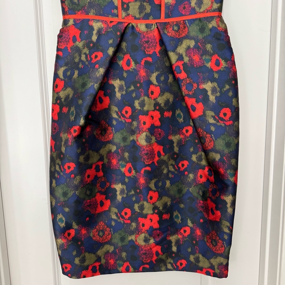 Lela Rose Red and Blue Floral Midi Dress - Picture 3 of 9